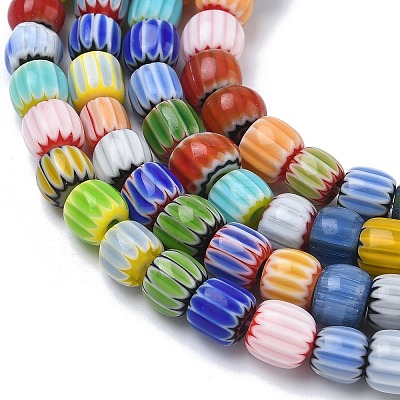 Handmade Millefiori Glass Chevron Beads X-LAMP-Z019-02B-1