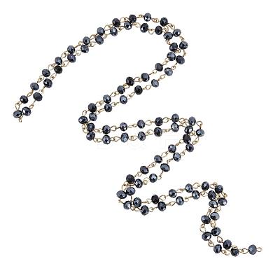 Handmade Rondelle Glass Beads Chains for Necklaces Bracelets Making AJEW-JB00037-03-1