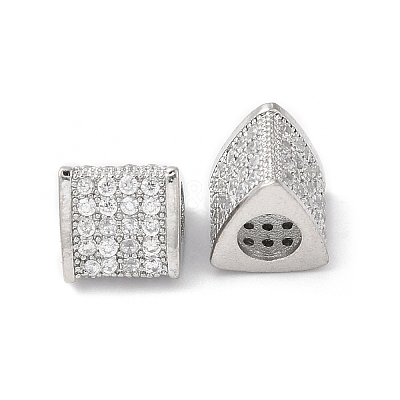 Brass Micro Pave Cubic Zirconia European Beads KK-P234-21P-1