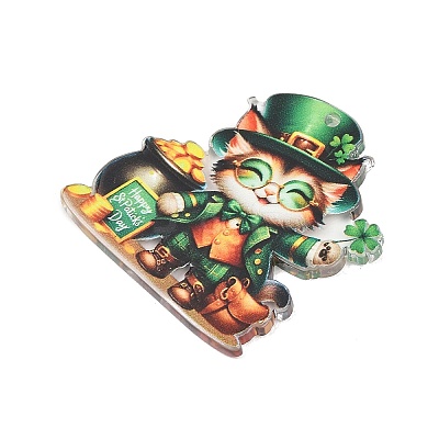 Saint Patrick's Day Opaque Printed Acrylic Pendants OACR-A045-05E-1