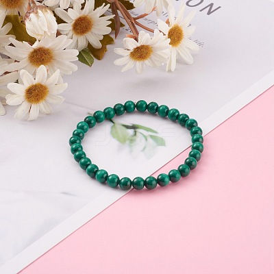 Natural Malachite Beaded Stretch Bracelets BJEW-JB05991-1
