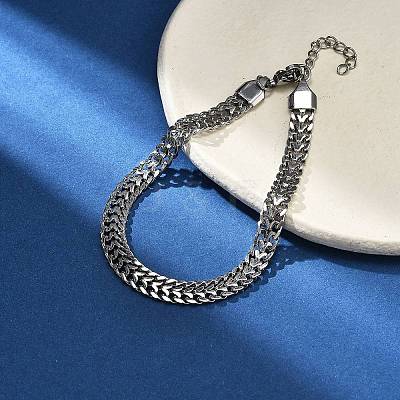 304 Stainless Steel Chains Bracelets High Polished BJEW-U017-02P-1