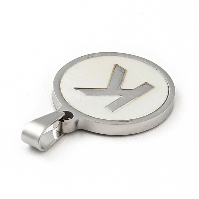 304 Stainless Steel with White Shell Pendants STAS-G268-01K-P-1
