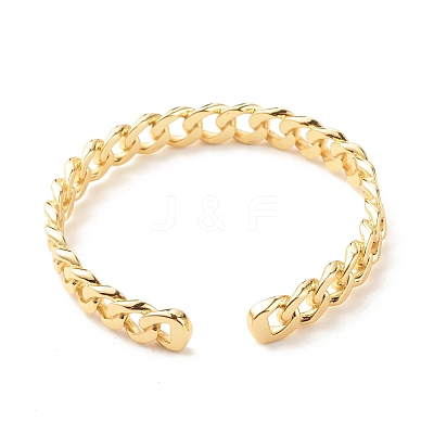 Brass Curb Chain Shape Open Cuff Bangle for Women BJEW-B054-38G-1