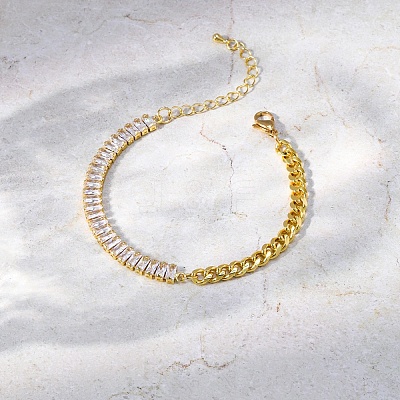 Brass Pave Cubic Zirconia Tennis Link Chain GJ2432-2-1