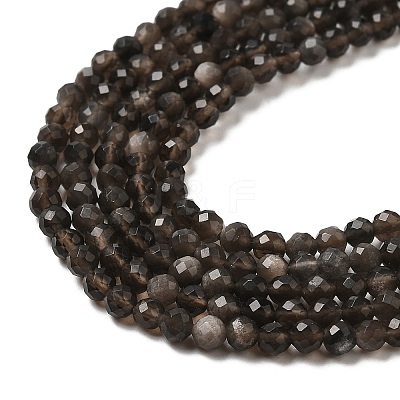Natural Silver Sheen Obsidian Beads Strands G-E608-A02-B-1
