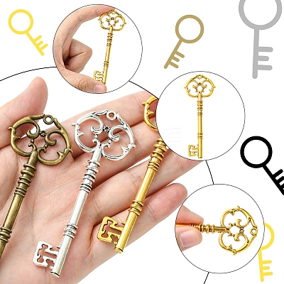 6Pcs 3 Colors Tibetan Style Zinc Alloy Big Pendants FIND-FS0002-55-1
