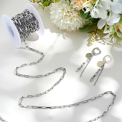 304 Stainless Steel Paperclip Chains CHS-WH0020-005P-1