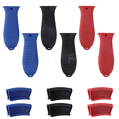 3 Sets 3 Colors Silicone Heat Resistant Pot Holder Sleeve Set AJEW-GL0001-50-1