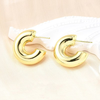 Rack Plating Brass C-shape Stud Earrings EJEW-G288-32D-G-1