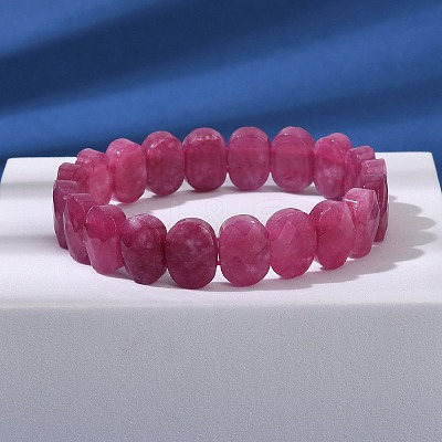 Oval Natural Malaysia Jade Beaded Stretch Bracelets G-P589-02A-05-1