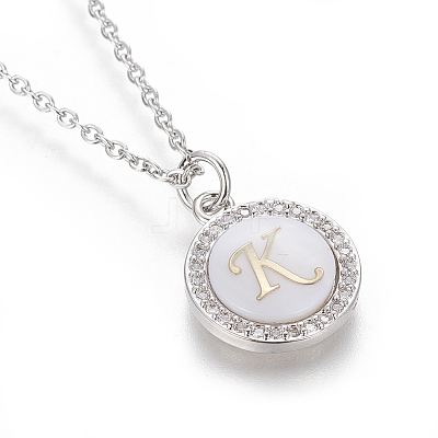 Brass Initial Pendant Necklaces NJEW-I230-24P-K-1