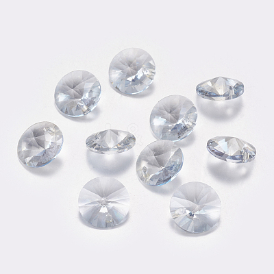 Faceted Glass Rhinestone Charms RGLA-F049-10mm-001BS-1