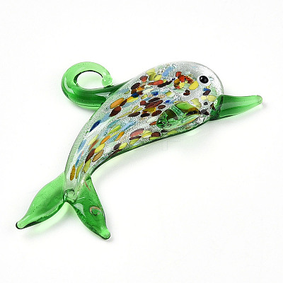 Handmade Silver Foil Lampwork Big Pendants LAMP-T023-13D-1