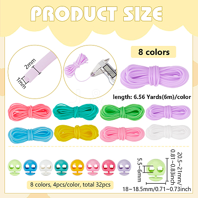 32Pcs 8 Colors Plastic Cord Locks FIND-BC0014-47-1