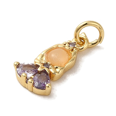 Brass Micro Pave Colorful Cubic Zirconia Glass Pendants KK-R162-026B-G-1
