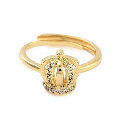 Crown Clear Cubic Zirconia Adjustable Rings RJEW-L120-017G-03-1