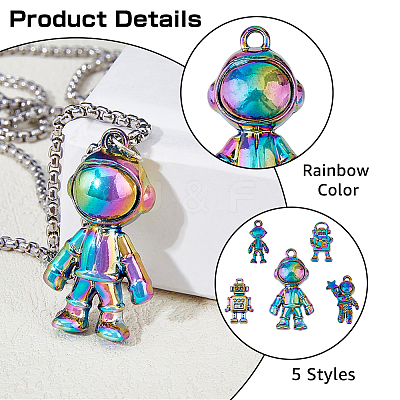 Rainbow Color Alloy Pendants FIND-HY0001-45-1