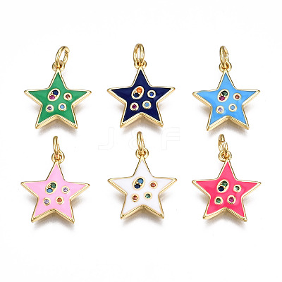 Brass Micro Pave Cubic Zirconia Enamel Charms ZIRC-Q200-025-NF-1