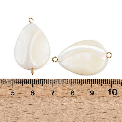 Natural Shell Teardrop Connector Charms STAS-D378-28G-1