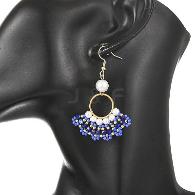 Glass Braided Beads Dangle Earrings EJEW-MZ00747-03-1