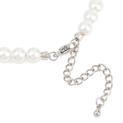 Brass & ABS Plastic Imitation Pearl Round Beaded Necklace Making KK-Z158-07P-01-1