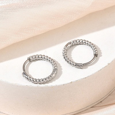 Twist Textured 304 Stainless Steel Huggie Hoop Earrings SA-CBA46AF-27P-02-1