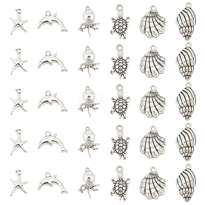 120Pcs 6 Styles Tibetan Style Alloy Pendants FIND-CA0010-53-1