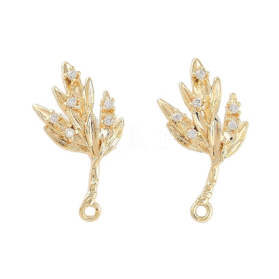 Brass Micro Pave Cubic Zirconia Stud Earring Findings KK-E107-11G-1