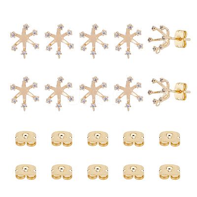 10Pcs Brass Flower Stud Earring Findings KK-FH0006-77-1