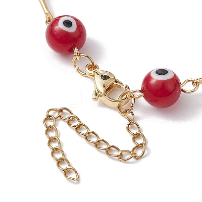 Lampwork Evil Eye Link Chain Bracelets BJEW-JB10045-04-1
