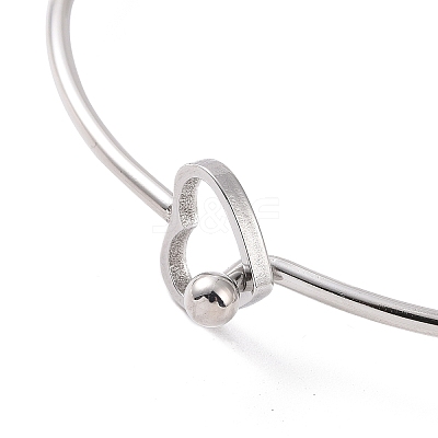 Non-Tarnish 201 Stainless Steel Hollow Out Heart Bangle BJEW-P285-01P-1