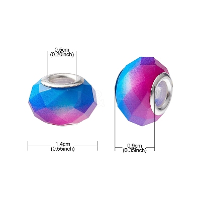 14Pcs 7 Colors Glass European Beads GPDL-YW0001-03-1