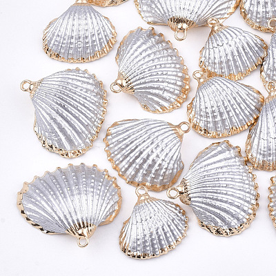 Spray Paint & Electroplate Sea Shell Pendants SSHEL-S262-08K-1