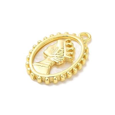 Brass Pave Shell Pendants KK-Z073-28G-1