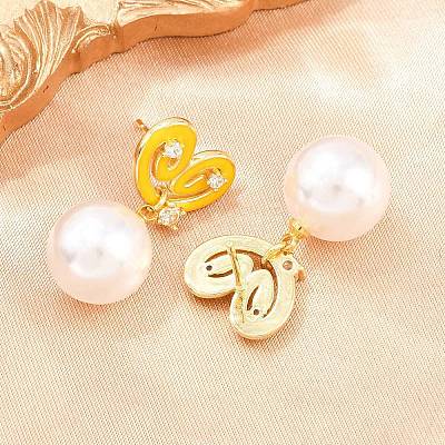 Valentine's Day Brass Clear Cubic Zirconia Dangle Stud Earrings EJEW-Z164-07G-04-1