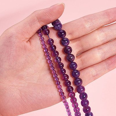 3 Strands 3 Styles Natural Amethyst Beads Strands G-SZ0001-14-1