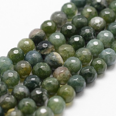 Natural Moss Agate Beads Strands G-D840-25-6mm-1