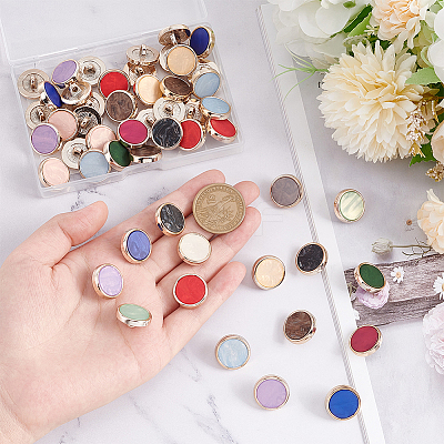 52Pcs 13 Colors Resin Shank Buttons FIND-OC0002-71-1