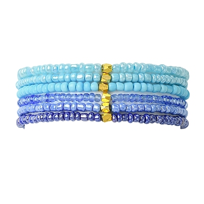 Gradient Color Glass Seed Beaded Stretch Bracelet Sets BJEW-MZ00101-01-1