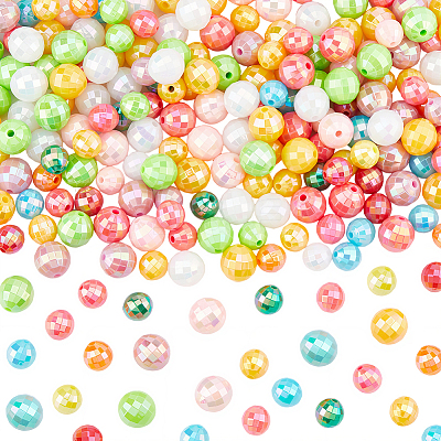400Pcs 2 Styles Plating Eco-Friendly Poly Styrene Acrylic Beads OACR-PA0001-68-1