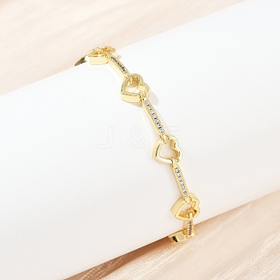 Brass Micro Pave Clear Cubic Zirconia Link Chain Bracelets for Women BJEW-F504-10G-1