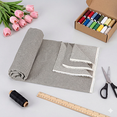 1Yard Stripe Pattern Polycotton Fabric DIY-MA0007-31C-1