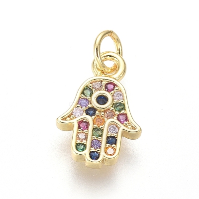 Brass Micro Pave Cubic Zirconia Charms ZIRC-I032-52G-1
