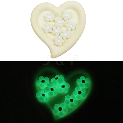 Flower Luminous Silicone Beads SIL-WH0008-37O-1
