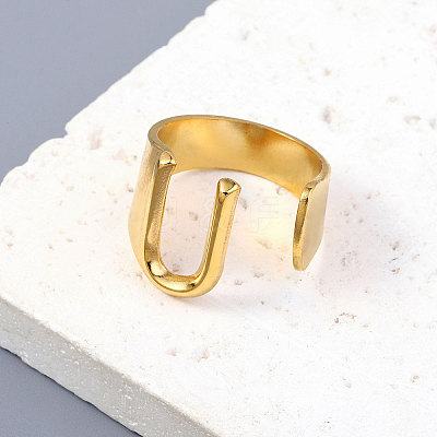 PVD Vacuum Plating 201 Stainless Steel Cuff Rings RJEW-Z032-01G-U-1
