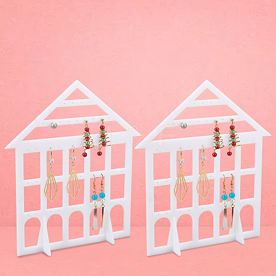 Detachable Lovely House Acrylic Earring Display Stands EDIS-WH0029-48B-1