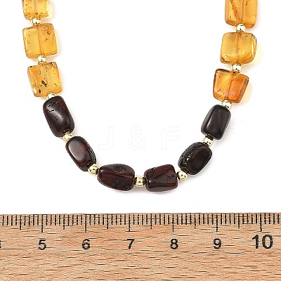 Duo Tone Natural Amber Nuggets Beaded Necklaces with OT Clasps for Women NJEW-JN06647-1