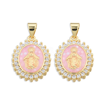 Brass Micro Pave Clear Cubic Zirconia Pendants KK-N227-96-1