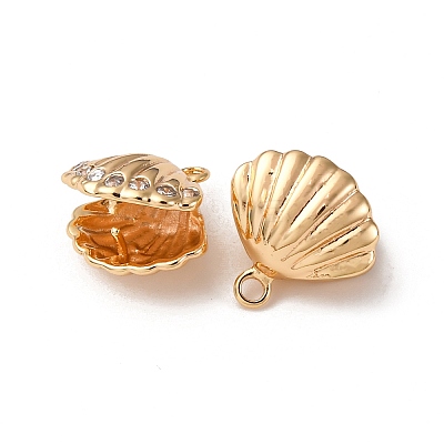 Brass Micro Pave Clear Cubic Zirconia Charms KK-Z112-32G-1
